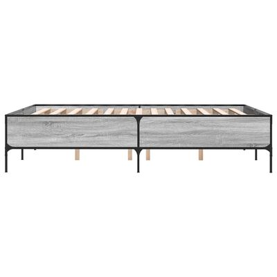 vidaXL Estructura cama madera ingeniería metal gris Sonoma 160x200 cm