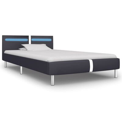vidaXL Estructura cama con LED cuero sintético negro blanco
