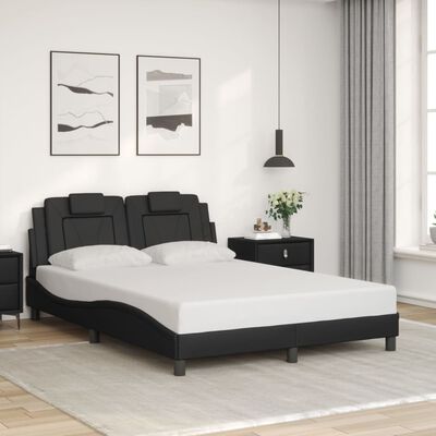 vidaXL Estructura cama con luces LED cuero sintético gris 120x200 cm