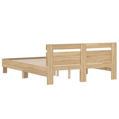 vidaXL Cama con cabecero madera de ingeniería roble Sonoma 140x200 cm