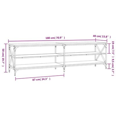 vidaXL Mueble para TV madera contrachapada gris Sonoma 180x40x50 cm