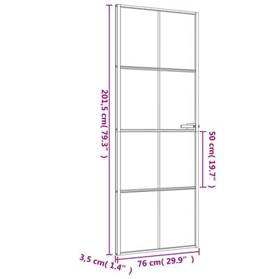 vidaXL Puerta interior delgada negra vidrio y aluminio 76x201,5 cm