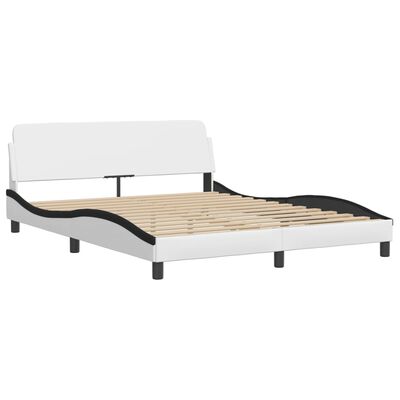 vidaXL Estructura cama cabecero cuero sintético blanco negro 160x200cm