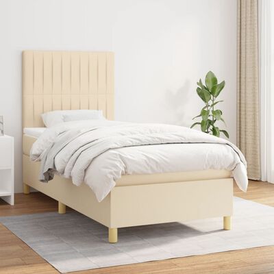 vidaXL Cama box spring con colchón tela color crema 80x200 cm