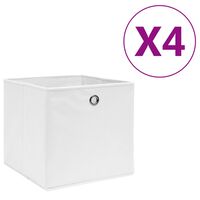 vidaXL Cajas de almacenaje 4 uds tela no tejida blanco 28x28x28 cm