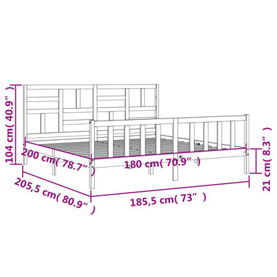 vidaXL Estructura de cama de matrimonio con cabecero madera maciza