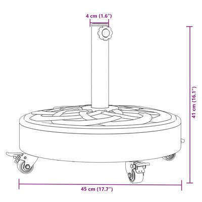 vidaXL Base sombrilla redonda ruedas para mástiles Ø38 / 48 mm 27 kg