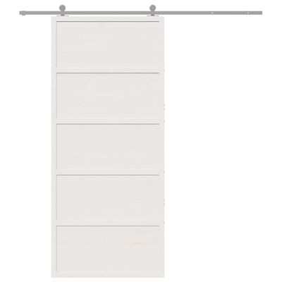 vidaXL Puerta de granero madera maciza pino blanca 90x208 cm