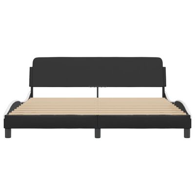 vidaXL Cama sin colchón cuero sintético negro blanco 180x200 cm