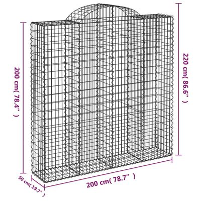 vidaXL Cestas de gaviones 10 uds forma de arco hierro 200x50x200/220cm