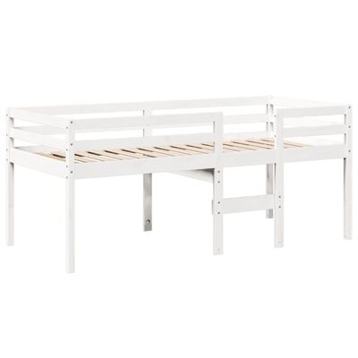 vidaXL Cama alta con techo madera maciza pino blanca 75x190 cm