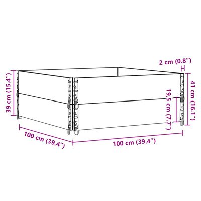 vidaXL Collares de palets 2 uds madera maciza de pino negro 100x100 cm