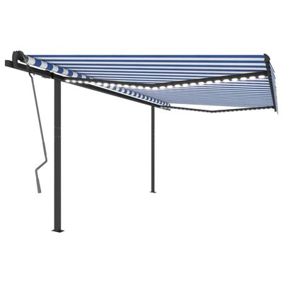 vidaXL Toldo manual retráctil con LED azul y blanco 4x3,5 m