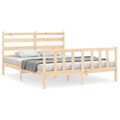 vidaXL Estructura de cama de matrimonio con cabecero madera maciza