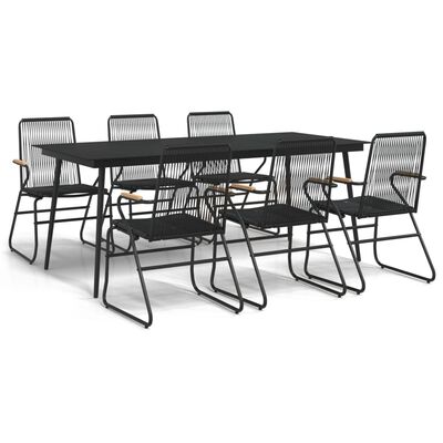 vidaXL Juego de comedor para jardín 7 piezas ratán PVC negro