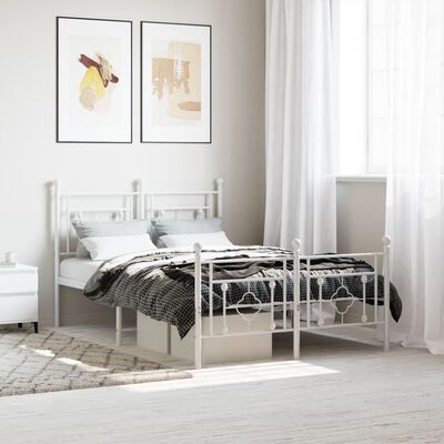 vidaXL Estructura cama sin colchón con estribo metal blanco 120x200 cm