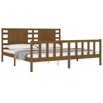 vidaXL Estructura cama y cabecero madera maciza marrón miel 200x200 cm