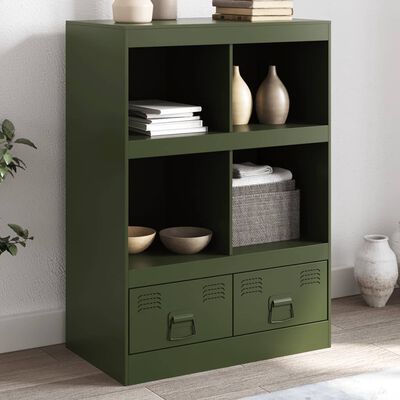 vidaXL Aparador de acero verde oliva 67x39x95 cm