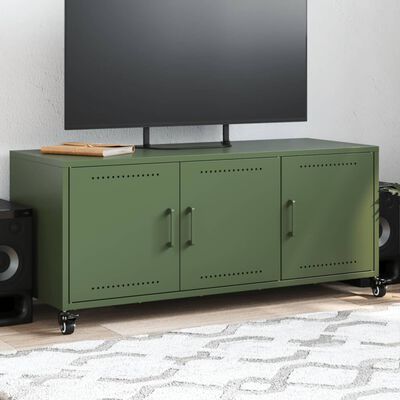 vidaXL Mueble de TV de acero verde oliva 100,5x39x43,5 cm