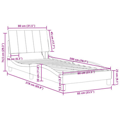 vidaXL Estructura de cama con luces LED terciopelo negro 80x200 cm