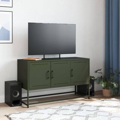 vidaXL Mueble para TV de acero verde oliva 100,5x39x60,5 cm