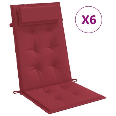 vidaXL Cojines de silla con respaldo alto 6 uds tela Oxford rojo tinto