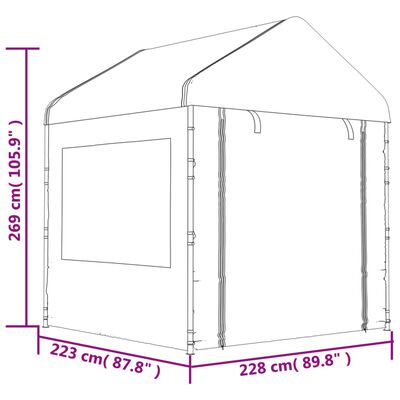 vidaXL Cenador con techo polietileno blanco 6,69x2,28x2,69 m