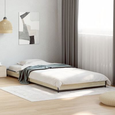 vidaXL Estructura cama madera ingeniería metal roble Sonoma 75x190 cm