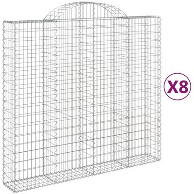 vidaXL Cestas de gaviones 8 uds forma de arco hierro 200x50x180/200 cm