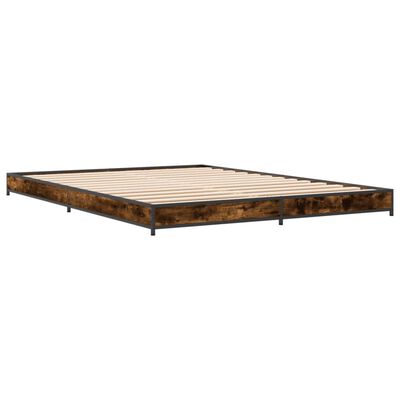 vidaXL Estructura cama madera ingeniería metal roble ahumado 140x200cm