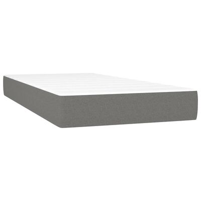 vidaXL Cama box spring colchón y luces LED tela gris oscuro 90x200 cm