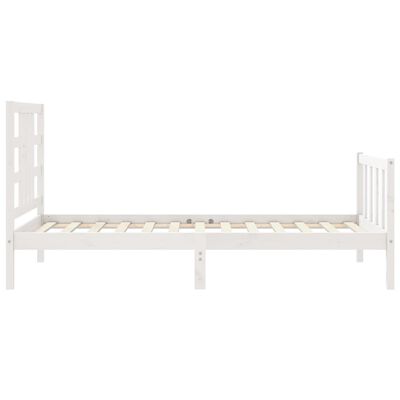 vidaXL Estructura de cama con cabecero madera maciza blanco 90x190 cm