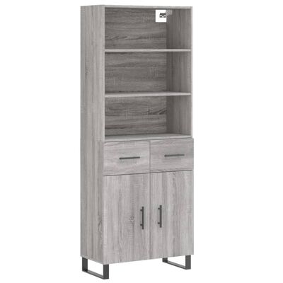 vidaXL Aparador alto madera contrachapada gris sonoma 69,5x34x180 cm