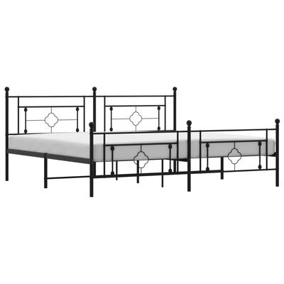 vidaXL Estructura de cama cabecero y estribo metal negro 193x203 cm