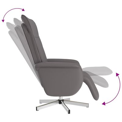 vidaXL Sillón reclinable con reposapiés cuero sintético gris