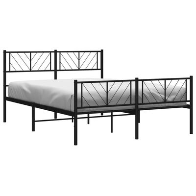 vidaXL Estructura cama sin colchón con estribo metal negro 135x190 cm