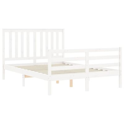 vidaXL Estructura cama de matrimonio con cabecero madera maciza blanco