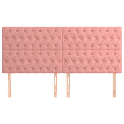 vidaXL Cabeceros 4 unidades de terciopelo rosa 100x7x78/88 cm