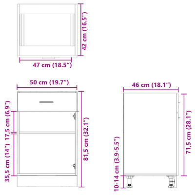 vidaXL Armario inferior contrachapada color roble ahumado 50x46x81,5cm