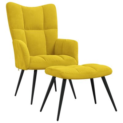 vidaXL Sillón de relax con taburete terciopelo amarillo mostaza