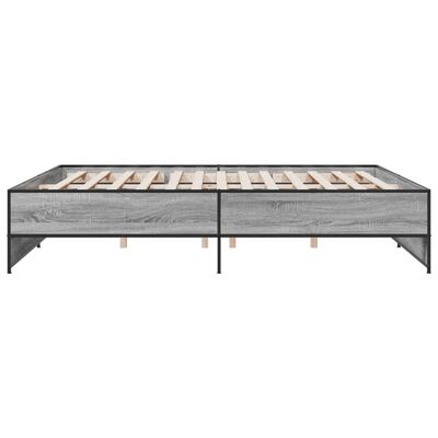 vidaXL Estructura cama madera ingeniería metal gris Sonoma 200x200 cm