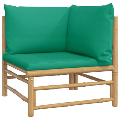 vidaXL Set de muebles de jardín 5 piezas bambú con cojines verde