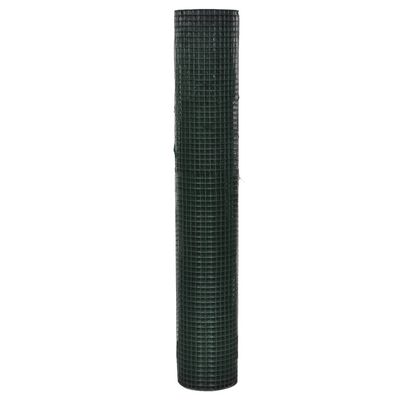 vidaXL Malla de alambre de acero galvanizado verde 1x25 m