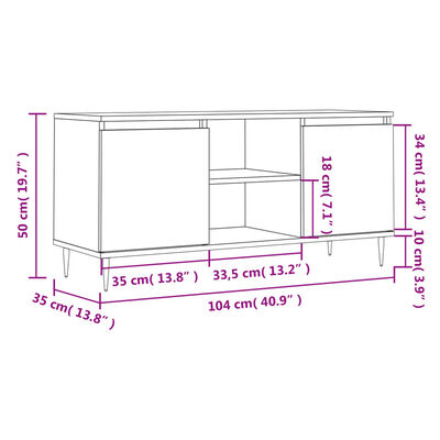 vidaXL Mueble de TV madera de ingeniería marrón roble 104x35x50 cm