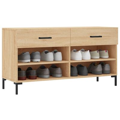 vidaXL Banco zapatero madera de ingeniería roble Sonoma 102x35x55 cm