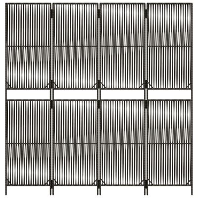 vidaXL Biombo de 4 paneles ratán sintético gris