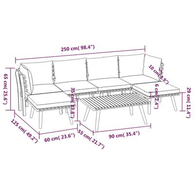 vidaXL Muebles de jardín 7 piezas con cojines madera maciza de acacia