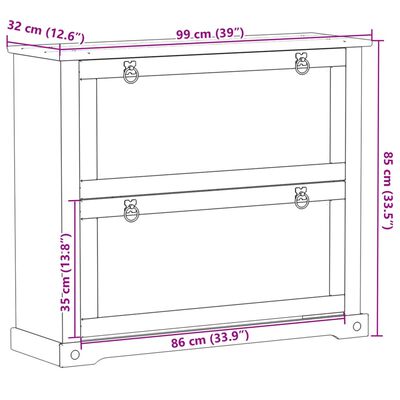 vidaXL Mueble zapatero Corona madera maciza de pino 99x32x85 cm