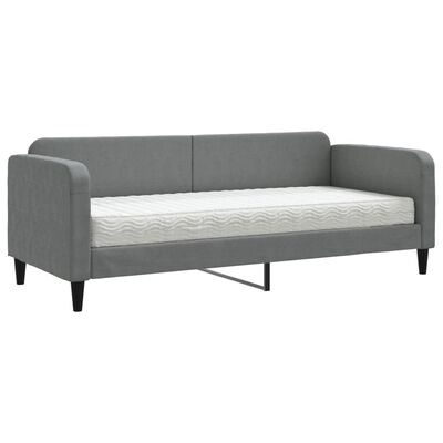 vidaXL Sofá cama con colchón tela gris oscuro 80x200 cm