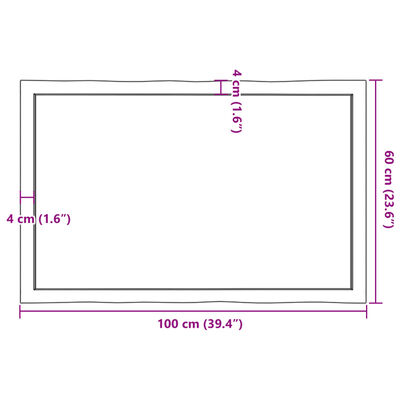 vidaXL Tablero de mesa madera maciza borde natural 100x60x(2-6) cm